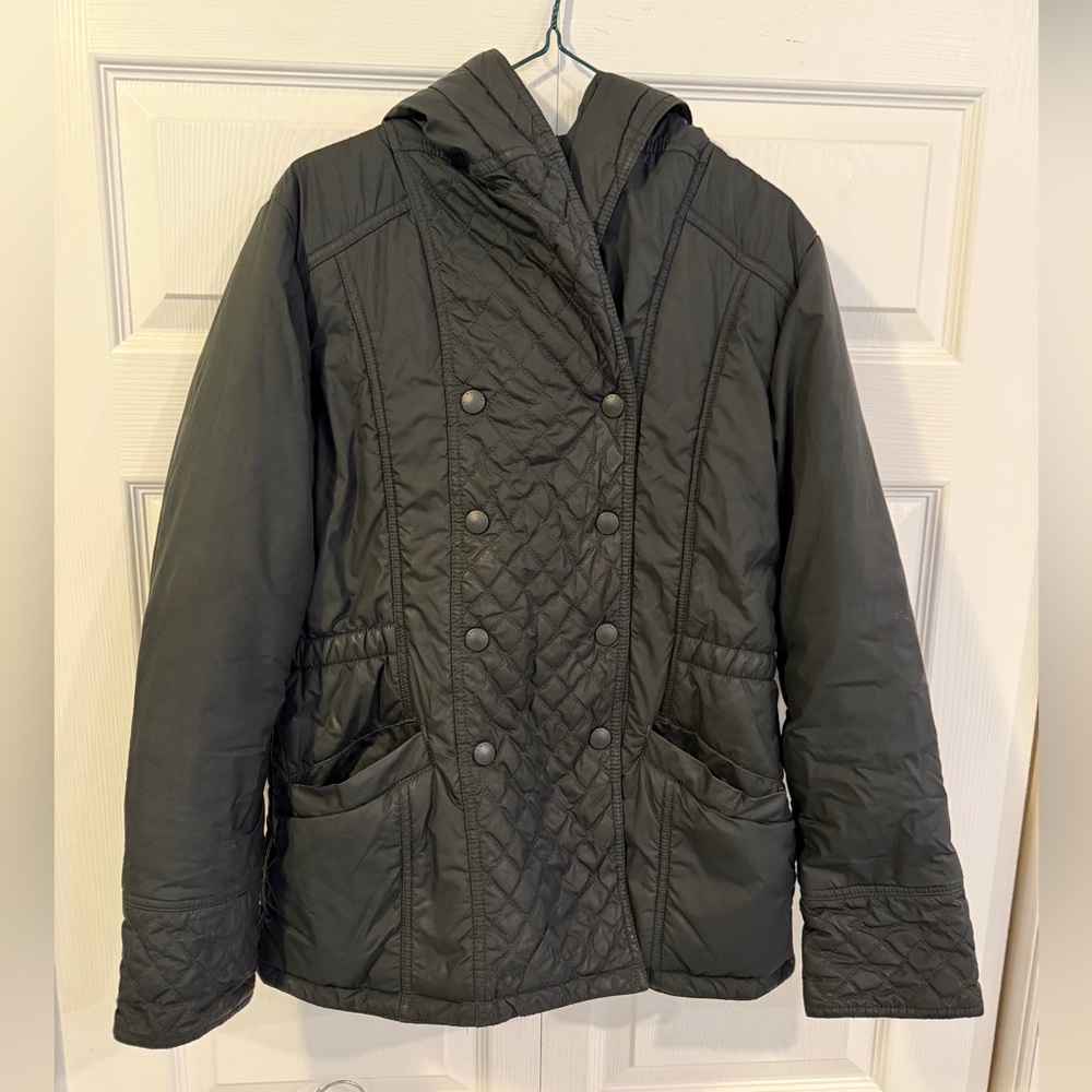 Nautica Black Nylon Puffer Hooded Jacket